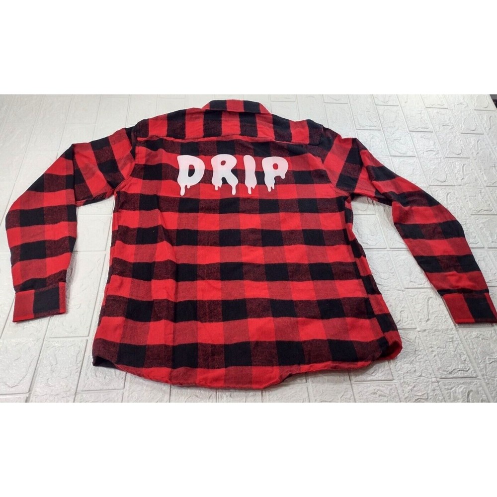 Test of Time Red Plaid Flannel Long Sleeve Men's Shirt - Size L  DRIP